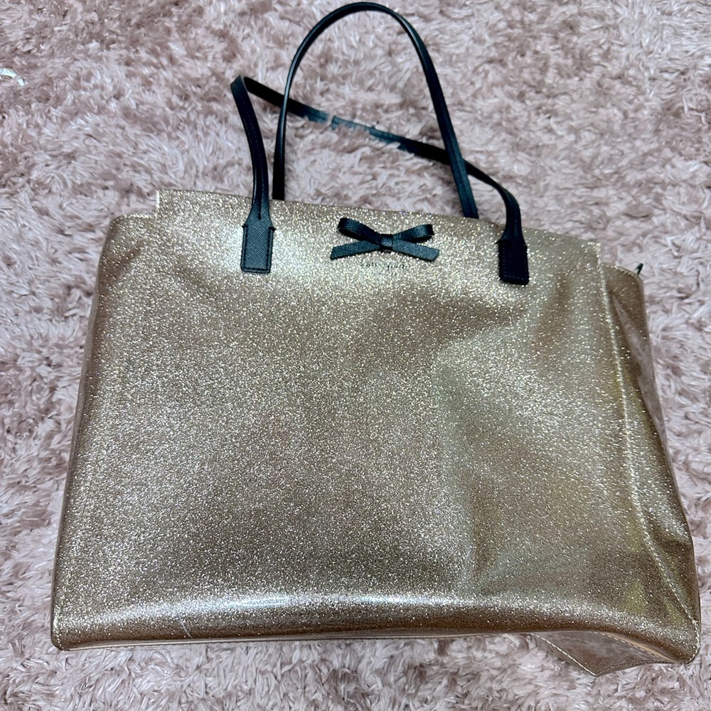 Authentic Kate Spade Rose Gold Glitter Mavis Street Taden Tote Bag